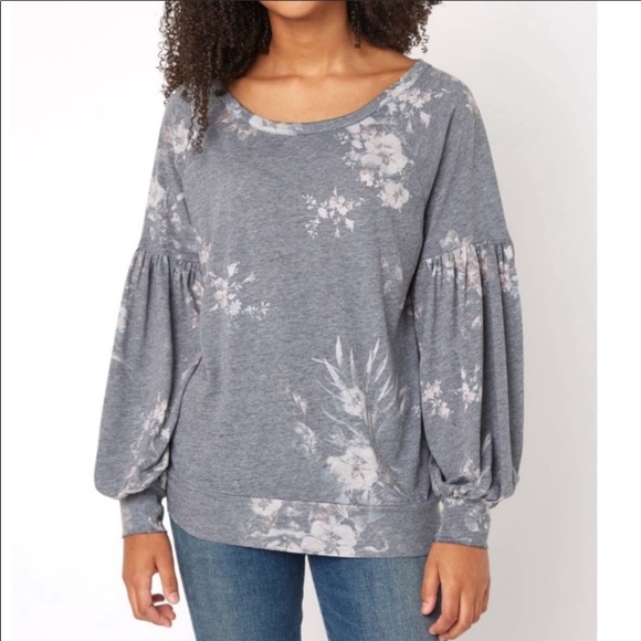 Chaser Floral Billow Sleeve Pullover L - Picture 1 of 7